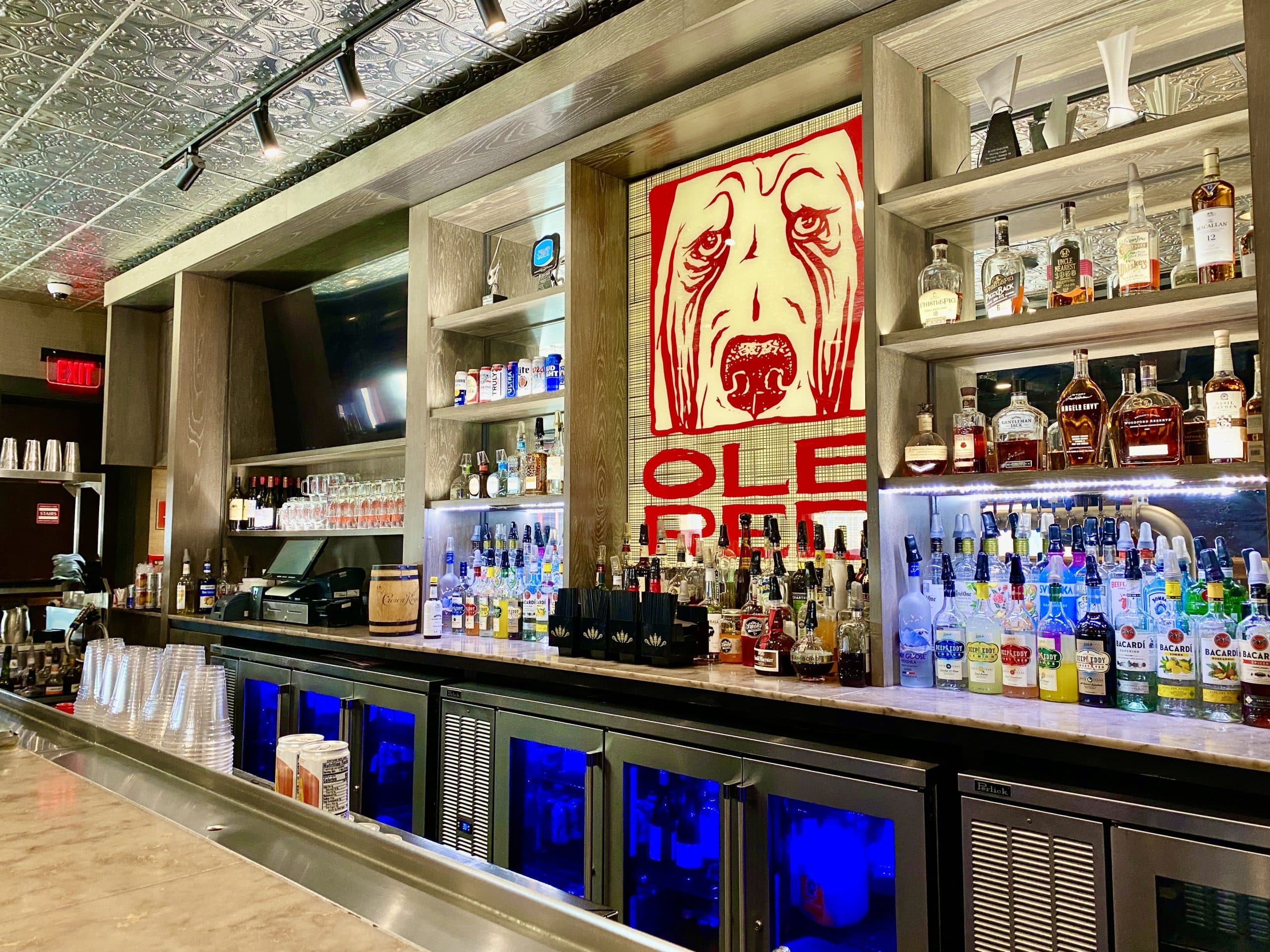 The main bar on the mezzanine floor